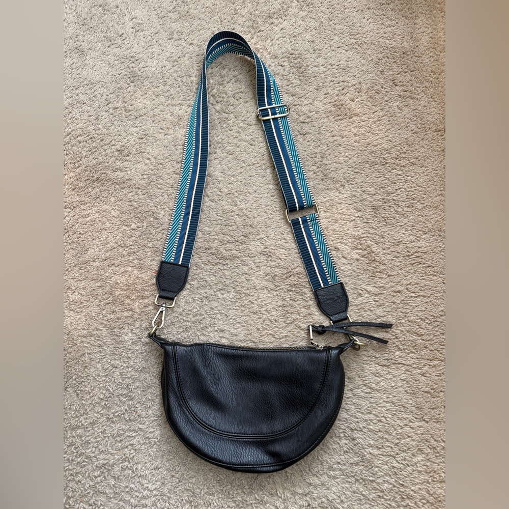 Anthropologie Mini Luna Black Leather crossbody Bag